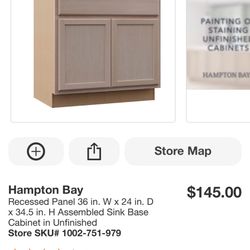 36” Base Cabinet / Sink Cabinet 