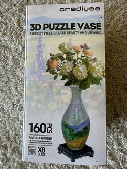 3D Puzzles Vase for Adults with LED Light, 160 Pcs Unique Plastic Flower Vase Puzzle,Crafts for Adults,DIY House Warming Gifts for Flower Arrangements