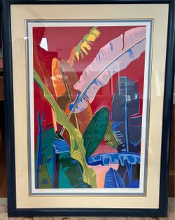 Balazs Szabo Hand-Signed Lithograph 28/250 "Banana Leaves" — Beautifully Framed