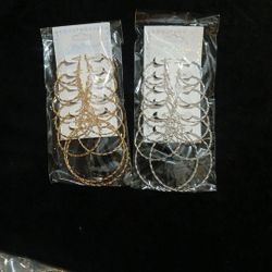 Gold And Silver Tone Hoop Earrings Set