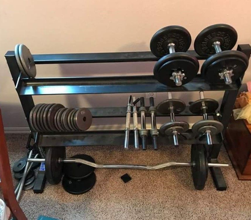 Weight set with rack