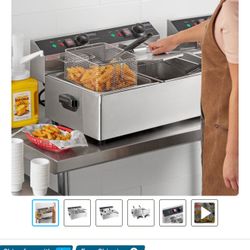 Galaxy  20 Ib. Dual Tank Electric Countertop Fryer -