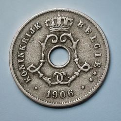 Antique 1906 Belgium 5 Centimes Coin