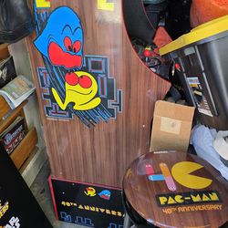 Pac-Man 40th Anniversary arcade cabinet w/ matching stool