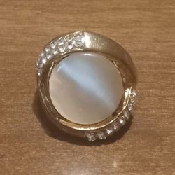 Real Rose Gold CZ Moonstone Ring 