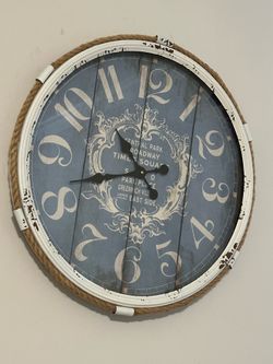 Litton Lane Blue Metal Wall Clock with Rope Accent — 25" (New York Themed)