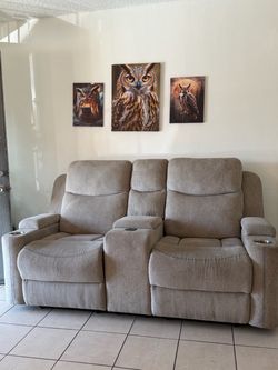 Gray Fabric Reclining Loveseat Sofas