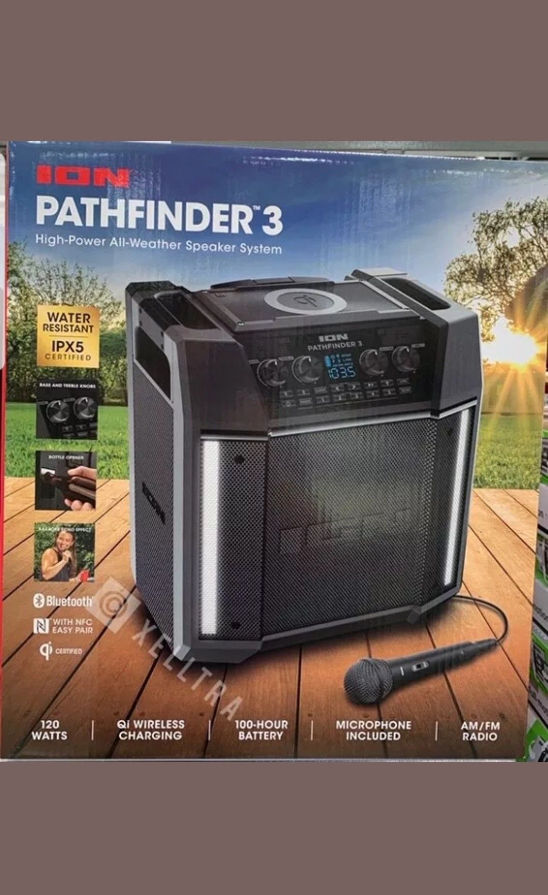 ION Pathfinder 3 Bluetooth Portable Speaker with Wireless Qi Charging