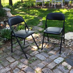 2 Black Metal Folding Chairs