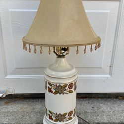 Vintage Country Shabby Chic Farmhouse Floral Gold Gilded Porcelain Table Lamp