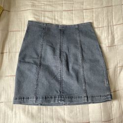 Free People Modern Femme Jean Denim Zip Up Mini Skirt in Westminster Blue Size 8