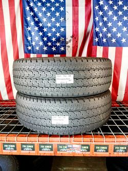 2 Used Matching Tires Size: LT265/70R18 124/121R E Firestone Transforce AT2  HD All-Terrain Tires for Trucks  in LT265/70R18