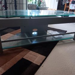 TV Stand (Glass) W/ two Shelves