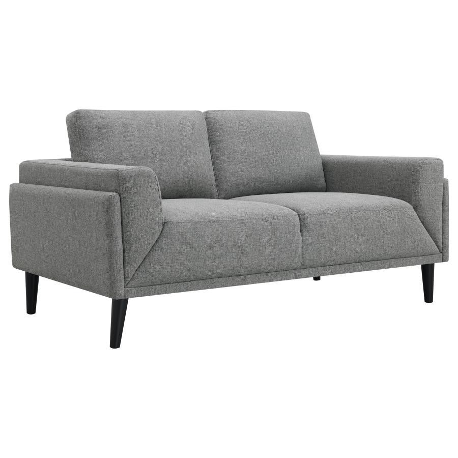 Upholstered Track Arm Loveseat Gray On Sale