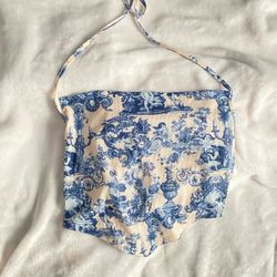 Blue & White Halter Top