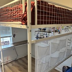 Loft bed with stairs and mattress