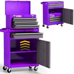 40" 6-Drawer Rolling Tool Chest | Purple Heavy-Duty Metal Tool Cabinet with Detachable Top Tool Box