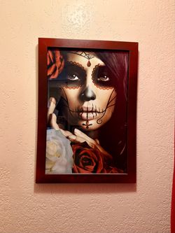 Raquel by Daniel Esparza Mexican Pin-up Girl Sugar Skull Tattoo Framed Art Print