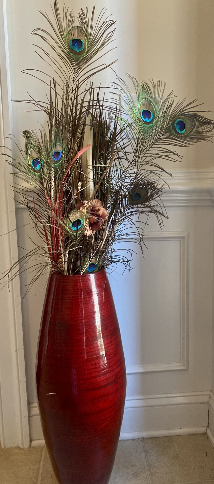 peacock feather vase