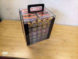 Poker chips 13.5g clay 1000 count plus placards