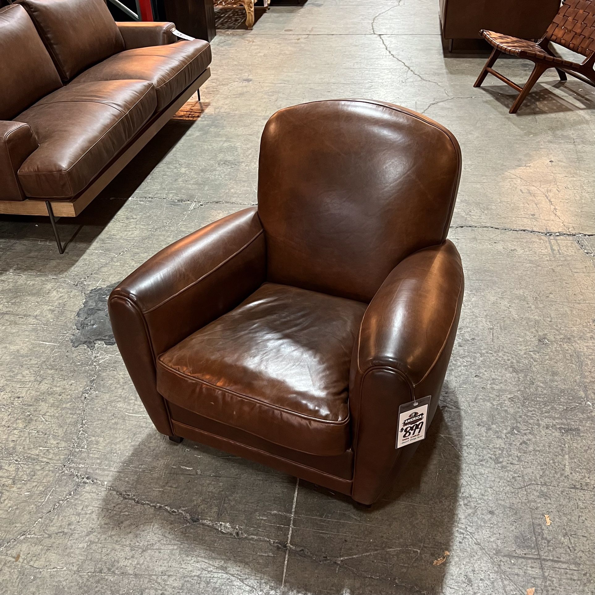 Vintage Brown Top Grain Leather Armchair - Newark