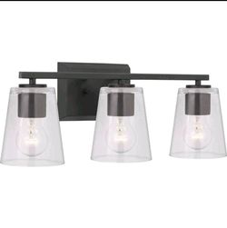 New Modern Black 3-Light Vanity Light with Clear Glass Shades