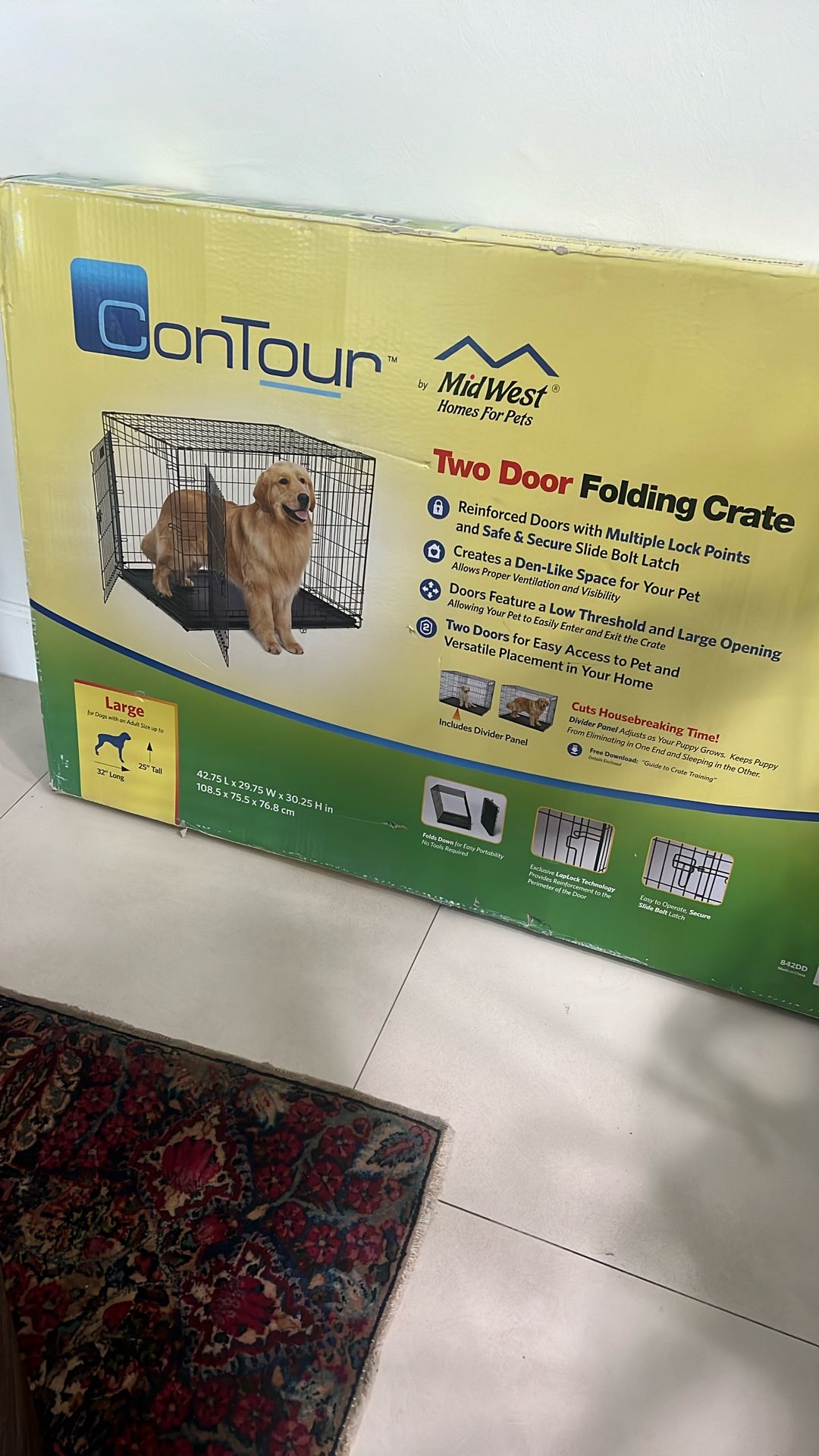 New Folding 2-Door Large Dog Crate
