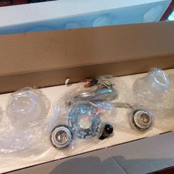 Moen YB2864CH Eva 4-Light Dual-Mount Bath Bathroom Vanity Fixture with Frosted Glass, Chrome