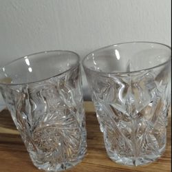 VINTAGE CRYSTAL GLASSES SET OF 2 / 8- 10 OZ
