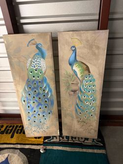 Peacock Canvas Wall Art Set of 2