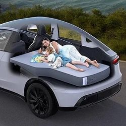 Tesla Model Y/Juniper Auto-Level TPU Backseat Mattress - 7.5’’ Thick Solid Foam Full Size Bed, Built-in Pump & Wedge Design Levels 12° Slope to True F