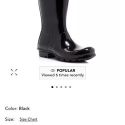 Hunter Boots - Black kids Gloss Boots Size 5.5