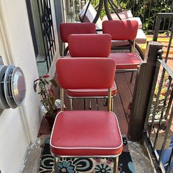4 Red Retro Vintage Diner Chairs 1950s 60s style