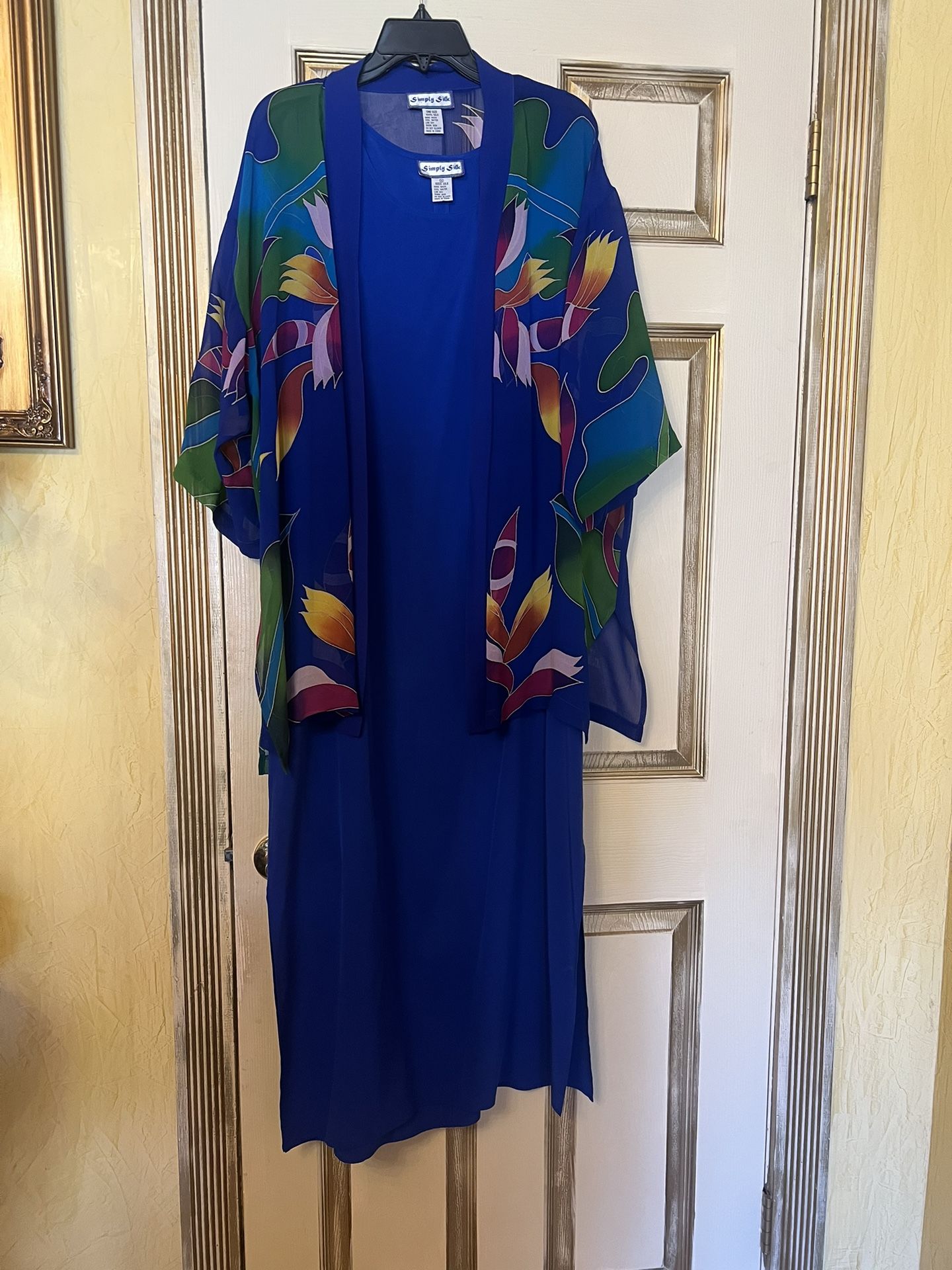 Simply Silk 100% Silk Royal Birds Of Paradise Silk Kimono Jacket One Size /Dress Size M Women's clothing