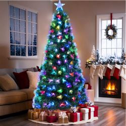 TLSUNNY 6ft Pre-lit Fiber Optic Christmas Tree