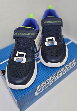Skechers Bounder 2.0 Youth Boys Slip on Athletic Sneakers Size 3 Blue Green Lime
