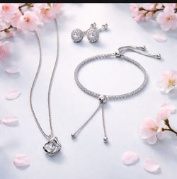 20 inch Tennis Necklace with 925 Diamond Pendant & Bracelet* CZ Diamond earring