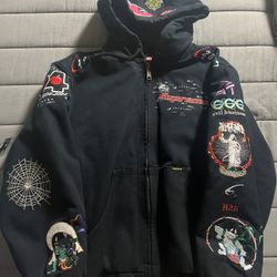 Supreme AOI Canvas Work Zip Jacket Black Stitch Patch Size Small 