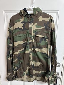 Camo Button Up With Hood Size Large Forever21