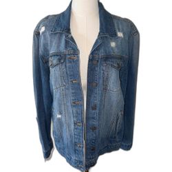 Black Label C’est Toi Womens Denim Jean Jacket Distressed Grunge Size Med.