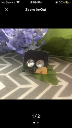 Silver Faux Diamond Stud Earrings 