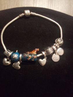 Silver Charm Bracelet with Murano Glass Beads