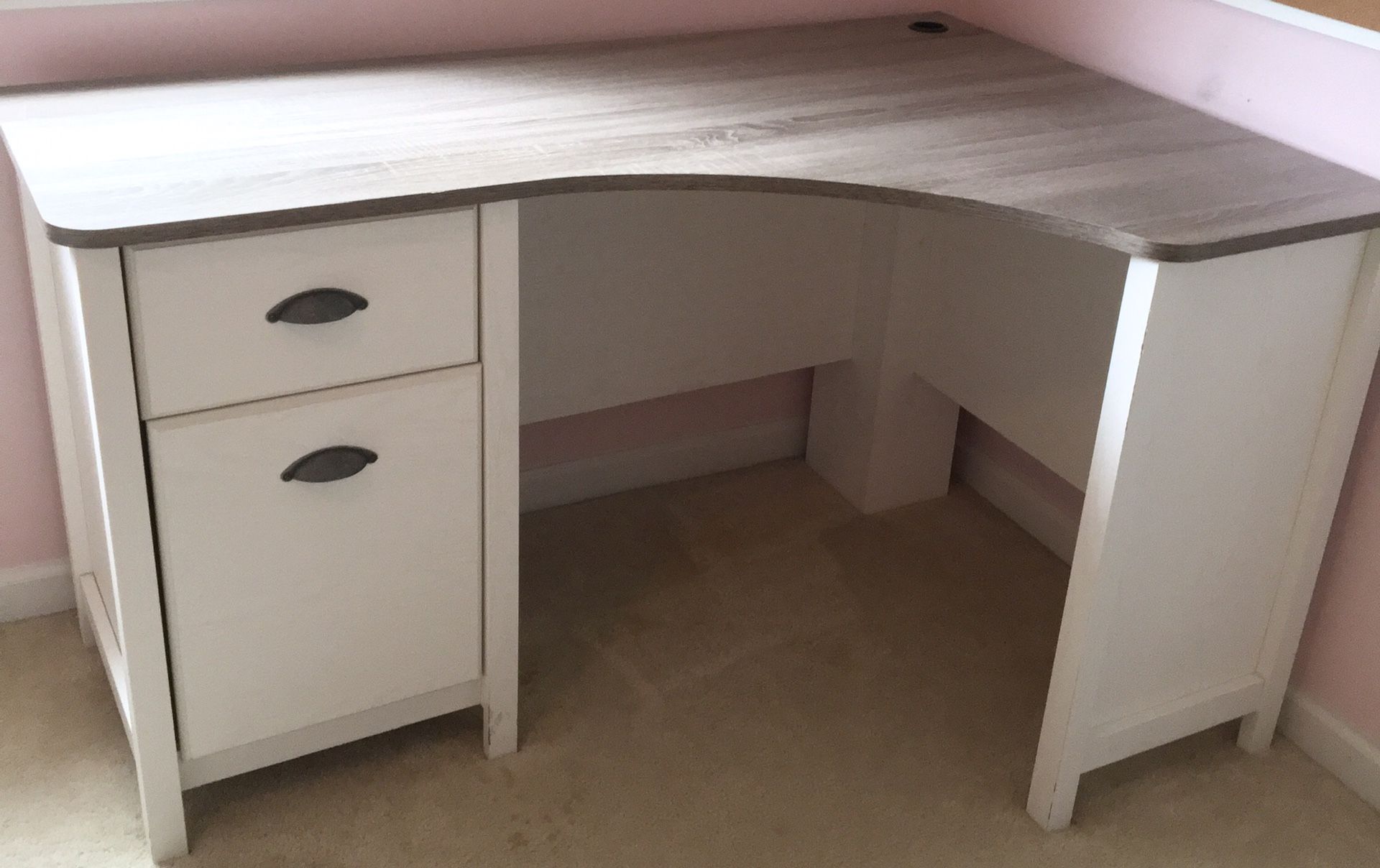 Ameriwood Dover Desk, Federal White and Sonoma Distressed Oak