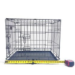Dog Wire Cage 24 inches Reinforced Dog Crate Collapsible Pet Cage with Double Doors Leak Proof Plastic Tray Outdoor Indoor Portable for Pets Cats and 