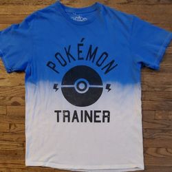 POKEMON TRAINER LOGO TWO TONE BLUE UNISEX YOUTH ( SMALL SIZE ) T-SHIRT PRE-OWNED