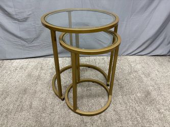 Round Gold Glass Top Nesting Table (Set of 2)