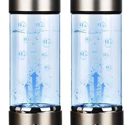 2 Hydrogen Water Bottle 14 Oz Portable Hydrogen Water Ionizer Machine - Hydrogen Water Generator - Hydrogen Rich Water Glass Health Cup