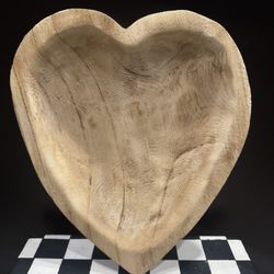 Primitive Wooden Heart Shaped Hand Carved Bowl