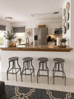 Set of 4 Crate & Barrel Turner Adjustable Gunmetal Bar Stools-Delivery Available
