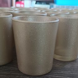 Gold Glitter Votive Glass Candle Holders ( Set Of 18)